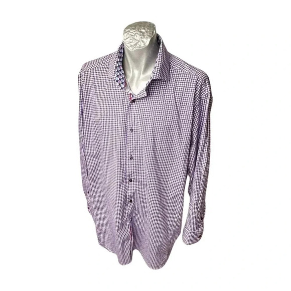 Daniel Hechter Business Casual Circles Pink Purple Men Shirt Sz 3XLT LS - Picture 4 of 10